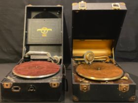 A Decca 65 portable gramophone player; a Columbia portable gramophone player (2)
