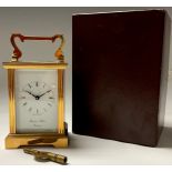A Morrell & Hilton Corniche gilt brass five glass carriage clock, white dial, Roman numerals,
