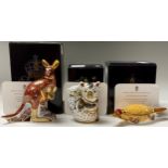 A Royal Crown Derby paperweight, The Australian Collection Kangaroo with Joey, limited gold