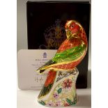 A Royal Crown Derby paperweight, Lorikeet, special commission, limited edition 1,163/2,500, gold