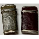 A Georgian silver mounted lancet case; another, silver coloured metal and shagreen (2)