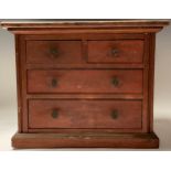 Miniature Furniture - a mahogany chest, of two short and two long drawers, 31cm high, 38.5cm wide,