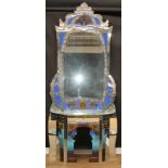 A Venetian type glass pier table and mirror, 264cm high, 119cm wide, 36cm deep