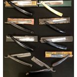 A collection of nine straight/cut throat razors, mostly boxed, early 20th century and later (9)