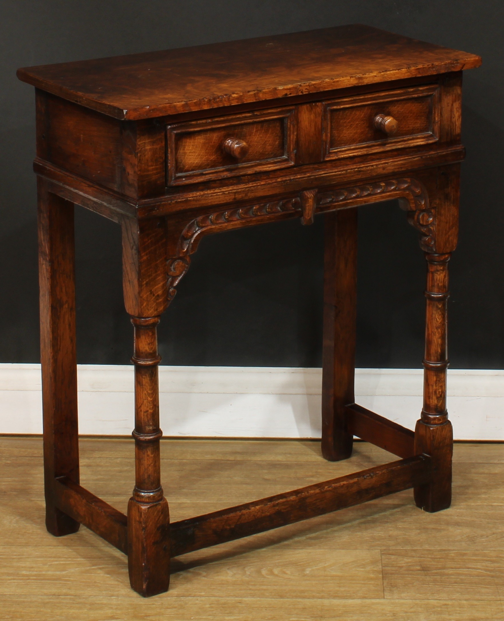 An oak side table, of small and neat proportions, possibly Titchmarsh & Goodwin, 71cm high, 61cm - Image 2 of 3