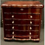 Fashion Jewellery - a modern mahogany jewellery box, in the form of chest, hinged cover and side,