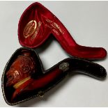 A meerschaum type pipe, as a bearded gentleman, J. Sommer, Paris, cased