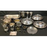 Silver Plated Ware - a four piece tea service; three entree dishes; etc