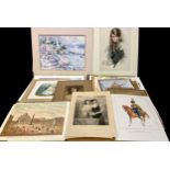 Pictures and Prints - a large folio of Victorian prints, Fine Art prints, etc