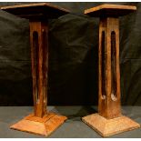 An early 20th century oak shop window display hat stand; another (2)