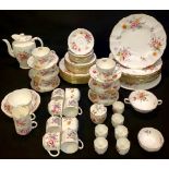 A Royal Crown Derby Posies pattern part dinner service comprising dinner plates, dessert plates,