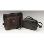 Luxury Fashion - an Italian brown ostrich skin lady's handbag, 31cm wide; another, black, 23cm