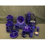 A Portmeirion Blue Totem part dinner and coffee service, by Susan Williams-Ellis, comprising plates,