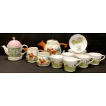 Ceramics - an English bone china tea service, hunting scene pattern; other hunting related tea ware