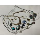 Murano Glass heart shaped pendant; others; aboalone pendants; etc