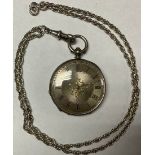 A late 19th century French silver lady's open face pocket watch, silvered dial with Roman