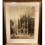 Axel H Haig, Notre Dame, engraving, signed in pencil to margin, dated 1903, 73cm x 53cm, framed