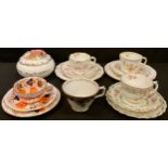 Royal Crown Derby - teaware, various patterns; a Royal Crown Derby box and cover, To Celebrate
