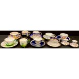 English Porcelain - cabinet cups and saucers, various, Minton, Daniels; Bistro compressed vases,