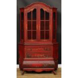 A chinoiserie decorated library bookcase or display cabinet, in the 18th century Chinese export