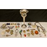 A silver specimen vase, Birmingham 1919; costume jewellery, brooches, bangles, etc