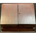 A Victorian and later slope front brass bound desktop stationery cabinet, 48cm wide