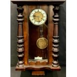 A 19th century Vienna wall clock, ivorine dial, Roman numerals