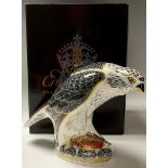 A Royal Crown Derby paperweight, Osprey, gold stopper, 15.5cm, boxed