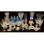 Glassware - a Derwent Crystal vase, boxed; Tutbury Crystal animal models, boxed; cut glass vases,