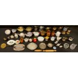 Dolls House and other miniatures - Gemma jug and bowl; salt glazed stoneware medicine bottles,