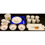 An Aynsley Cottage Garden pattern cake plate and slice; Portmeirion jars, serving plate, etc;