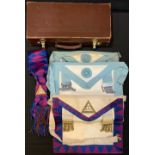 Masonic Interest - various regalia; bib; etc, leather case