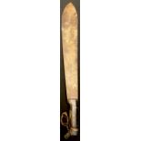 A 19th century machete, two piece horn grip