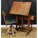 An oak and pine artist’s easel or drawing table, retailed by L. Cornelissen & Son, Artist’s