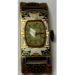 An 18ct gold and enamel Art Deco Egyptian Revival lady's wristwatch, marked 18 and .75