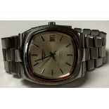 A 1970s Longines Admiral Automatic gentleman's stainless steel watch, silvered dial, baton