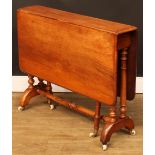 A Victorian walnut Sutherland table, rounded rectangular top with fall leaves, 70cm high, 89cm wide,