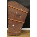 An American Lyon & Healy harp case, 193cm high, 121cm wide, 62cm deep