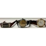 Wristwatches - an Art Deco black faced lady's wristwatch; others, Accurist automatic, etc (3)