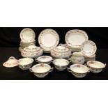 A Royal Crown Derby floral pattern part dinner service comprising vegetable dishes, serving