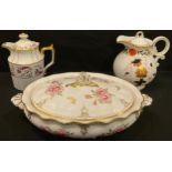 A Royal Crown Derby Princess pattern hot water jug, first quality; another, Asian Rose pattern,