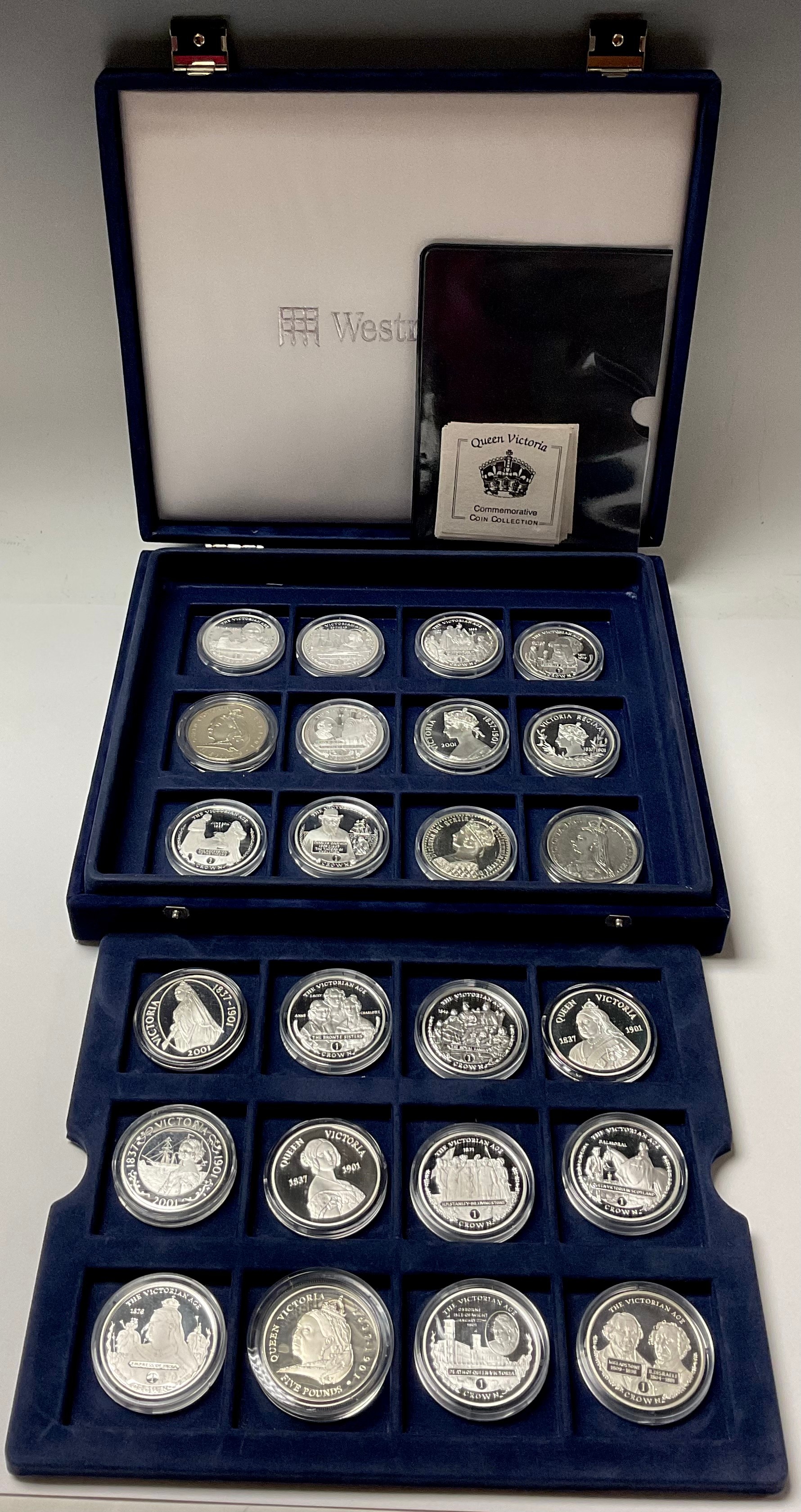 A set of twenty four silver proof coins, Queen Victoria Commemorative Coin Collection, including one