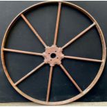 Industrial Salvage - a cast iron flywheel, 114cm diameter **Please note that some of the lots in