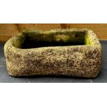 A Derbyshire gritstone rectangular trough, 15.5cm high, 48cm wide, 31cm deep **Please note that some