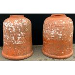 Two terracotta Rhubarb forcers, of circular form, 60cm high, 37cm diam **Please note that some of