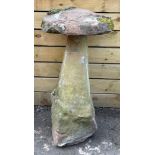 A 19th century sandstone staddle stone, typically with domed top, 110cm high **Please note that some