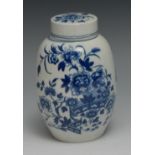A Worcester Fence pattern ovoid canister and cover, decorated in underglazed blue, 13cm high,