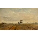 Attributed to David Cox Sr A Windy Day on Dulwich Common attributed plaque, oil on board, 18cm x