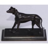 French School (19th century), a dark patinated animalier bronze, of a dog, spreading rectangular