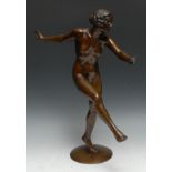 E Artur Berger [Arthur Berger] (German Bn. 1892), a brown patinated bronze, Art Deco nude dancer,